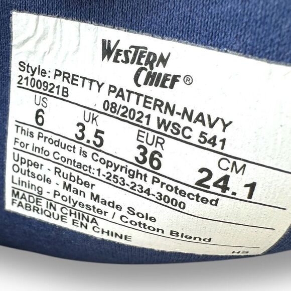 New Western Chief Womens Pretty Pattern Printed Tall Rain Boots Navy Blue Size 6 - Picture 7 of 12